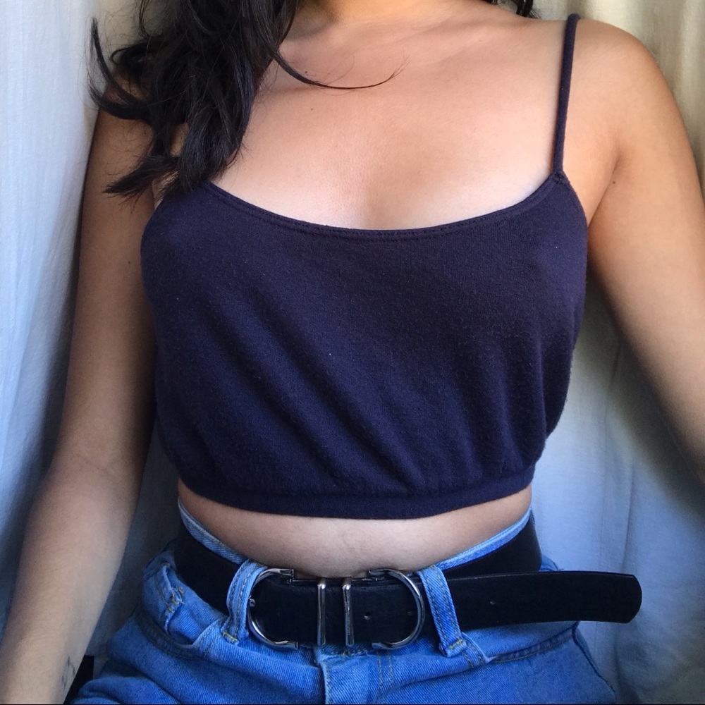 blue crop tank top
